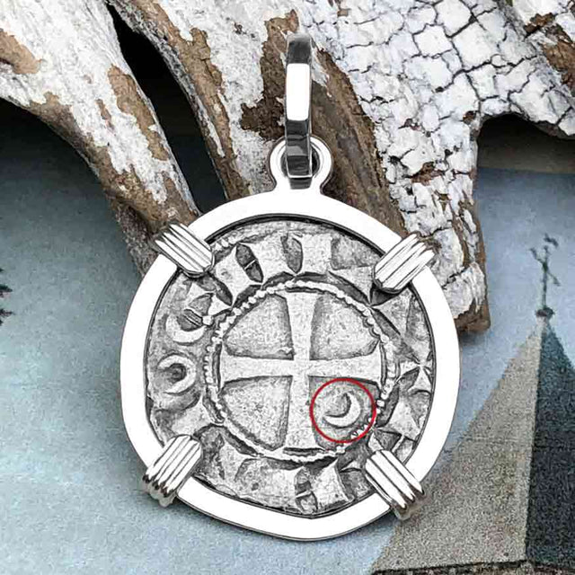 Templar Knights Era Antioch Crusader Medieval Silver Denier Helmet Head Coin of the Crusades Sterling Silver Pendant
