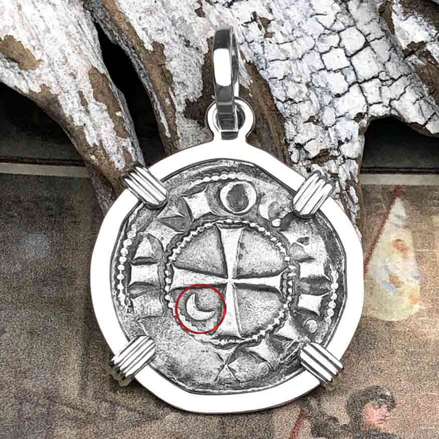 Templar Knights Era Antioch Crusader Medieval Silver Denier Helmet Head Coin of the Crusades Sterling Silver Pendant