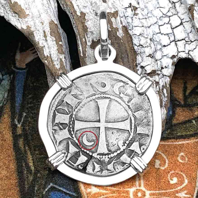 Templar Knights Era Antioch Crusader Medieval Silver Denier Helmet Head Coin of the Crusades Sterling Silver Pendant