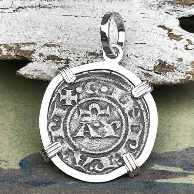 Sicilian Silver Denaro – the Templar-Era Cross and Stars of Medieval Italy Sterling Silver Pendant