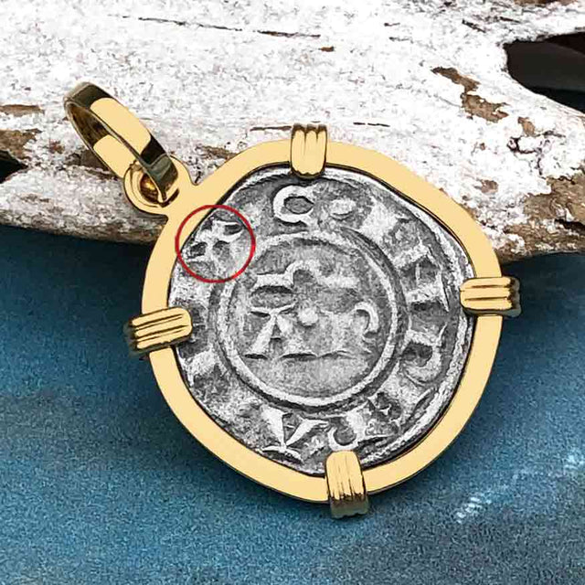 Sicilian Silver Denaro – the Templar-Era Cross and Stars of Medieval Italy 14K Gold Pendant