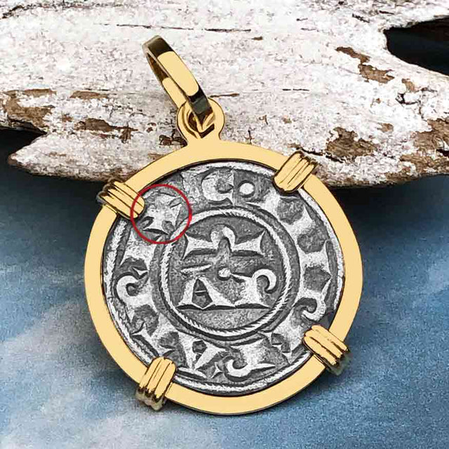 Sicilian Silver Denaro – the Templar-Era Cross and Stars of Medieval Italy 14K Gold Pendant