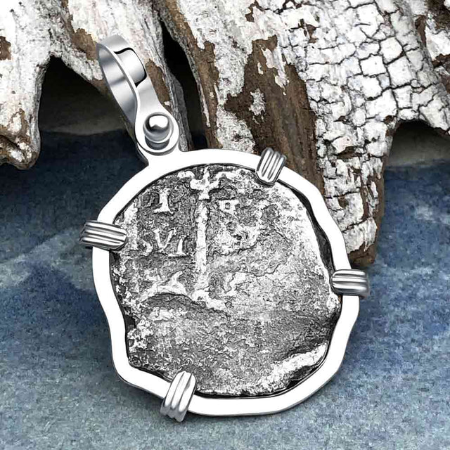 1656 Consolacion Shipwreck Pirate Era Spanish 1 Reale Piece of Eight Sterling Silver Pendant