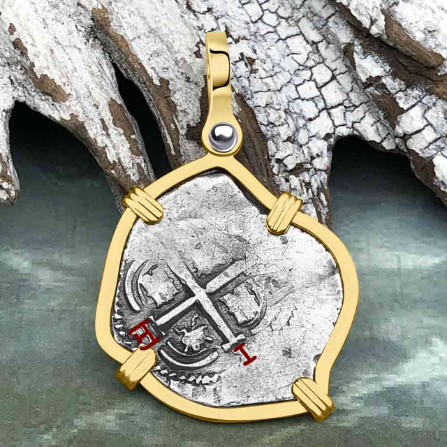 1661 Consolacion Shipwreck Pirate Era Spanish 1 Reale Piece of Eight 14K Gold Pendant