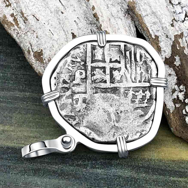 Heart Shaped Sao Jose 4 Reale Pirate Era Shipwreck Coin Sterling Silver Pendant