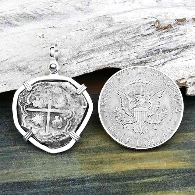 Heart Shaped Sao Jose 4 Reale Pirate Era Shipwreck Coin Sterling Silver Pendant