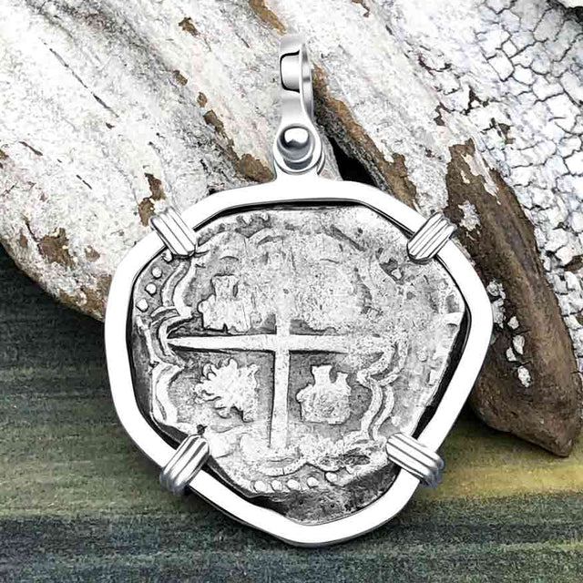 Heart Shaped Sao Jose 4 Reale Pirate Era Shipwreck Coin Sterling Silver Pendant | Artifact #4549