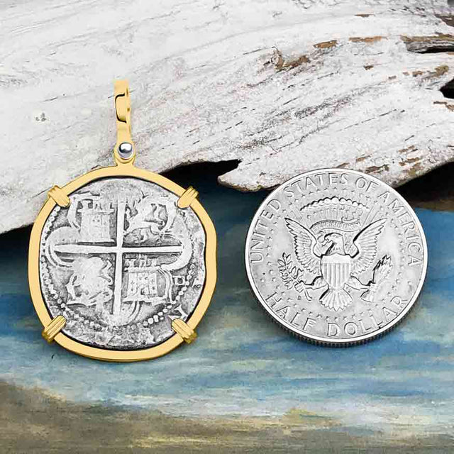Sao Jose 4 Reale 1598-1621 Shipwreck Coin 14K Gold Pendant