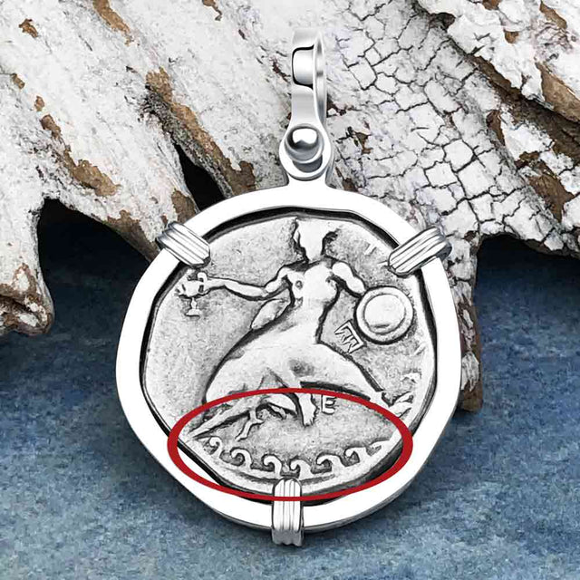 Ancient Greek Dolphin Rider “Boy on the Dolphin” Silver Nomos Sterling Silver Pendant