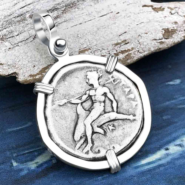 Ancient Greek Dolphin Rider “Boy on the Dolphin” Silver Nomos Sterling Silver Pendant
