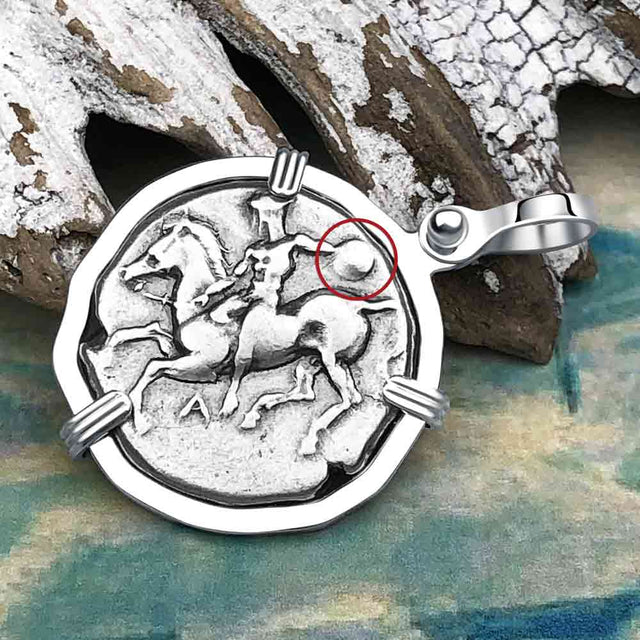 Ancient Greek Dolphin Rider “Boy on the Dolphin” Silver Nomos Sterling Silver Pendant | Artifact #4591