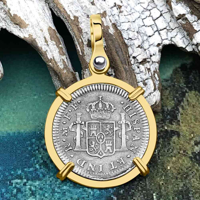 El Cazador Shipwreck 1783 1/2 Reale Piece of 8 14K Gold Pendant