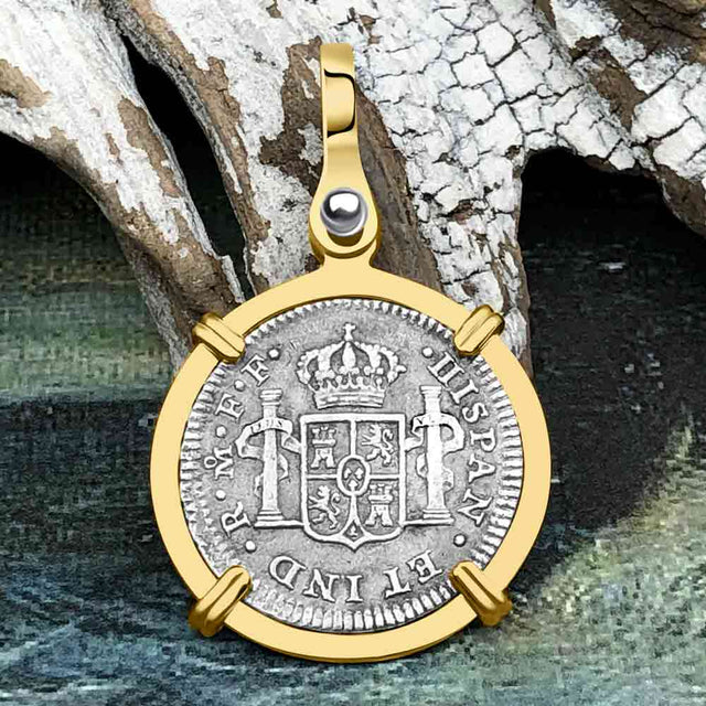 El Cazador Shipwreck 1783 1 Reale Piece of 8 14K Gold Pendant