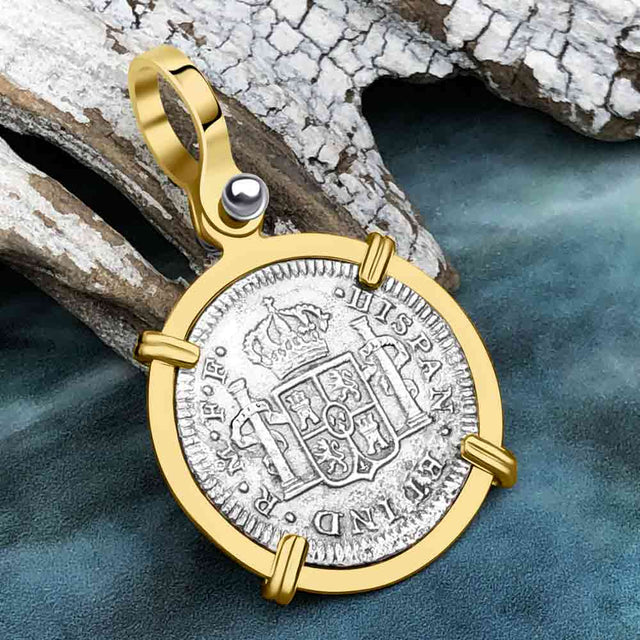 El Cazador Shipwreck 1783 1 Reale Piece of 8 14K Gold Pendant