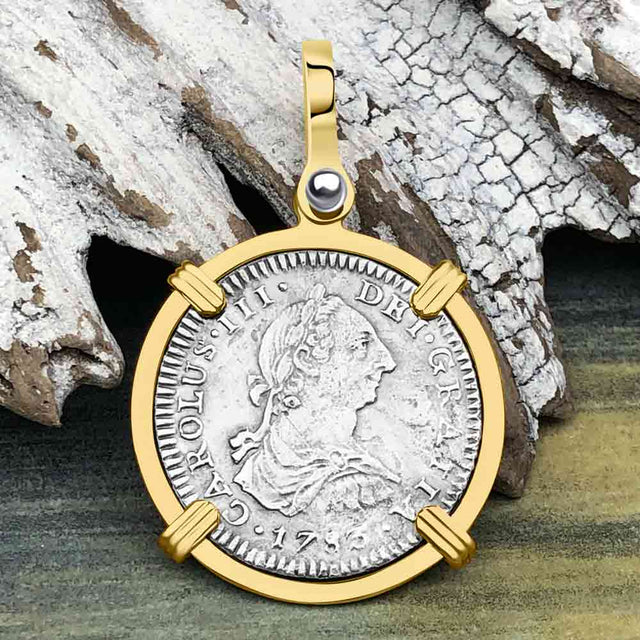 El Cazador Shipwreck 1783 1 Reale Piece of 8 14K Gold Pendant
