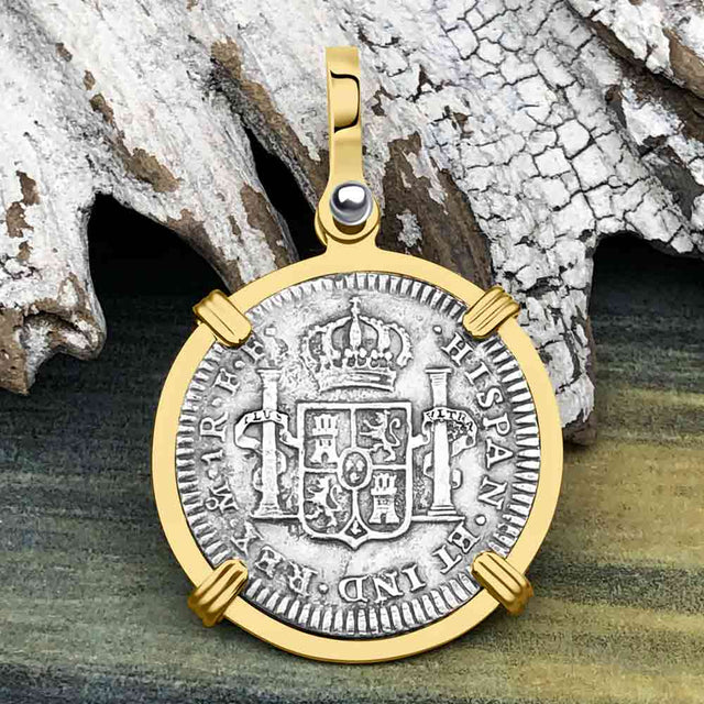 El Cazador Shipwreck 1783 1 Reale Piece of 8 14K Gold Pendant