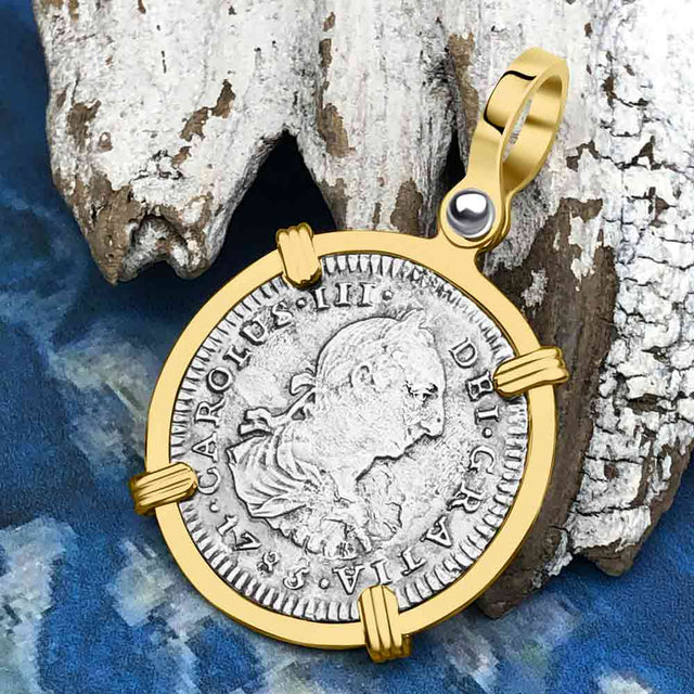 El Cazador Shipwreck 1783 1 Reale Piece of 8 14K Gold Pendant