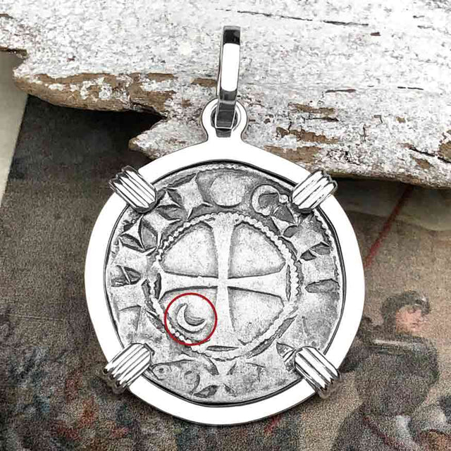 Templar Knights Era Antioch Crusader Medieval Silver Denier Helmet Head Coin of the Crusades Sterling Silver Pendant