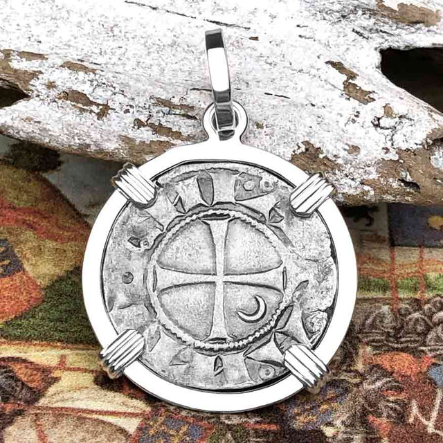 Templar Knights Era Antioch Crusader Medieval Silver Denier Helmet Head Coin of the Crusades Sterling Silver Pendant