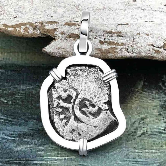 1751 Rimac River "Good Luck" Spanish 1/2 Reale "Piece of Eight" Sterling Silver Pendant
