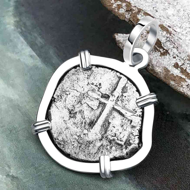 1744 Rimac River "Good Luck" Spanish 1/2 Reale "Piece of Eight" Sterling Silver Pendant