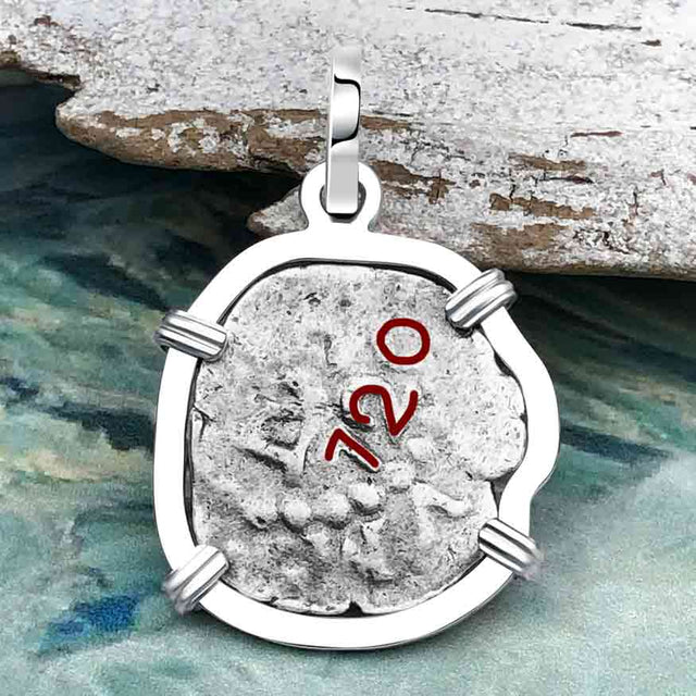 1720 Rimac River "Good Luck" Spanish 1/2 Reale "Piece of Eight" Sterling Silver Pendant