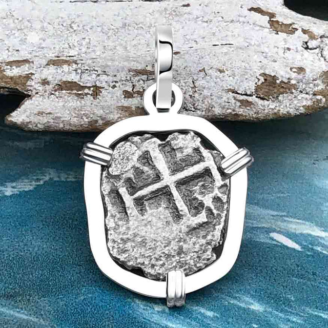 1738 Rimac River "Good Luck" Spanish 1/2 Reale "Piece of Eight" Sterling Silver Pendant