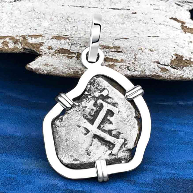 1739 Rimac River "Good Luck" Spanish 1/2 Reale "Piece of Eight" Sterling Silver Pendant | Artifact #4644