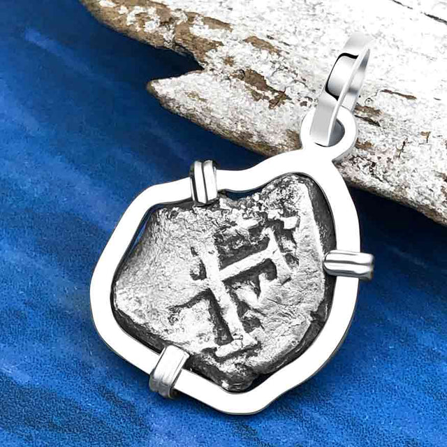 1739 Rimac River "Good Luck" Spanish 1/2 Reale "Piece of Eight" Sterling Silver Pendant | Artifact #4644