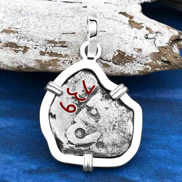 1739 Rimac River "Good Luck" Spanish 1/2 Reale "Piece of Eight" Sterling Silver Pendant | Artifact #4644