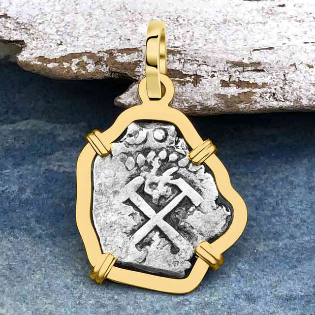 1733 Rimac River "Good Luck" Spanish 1/2 Reale "Piece of Eight" 14K Gold Pendant