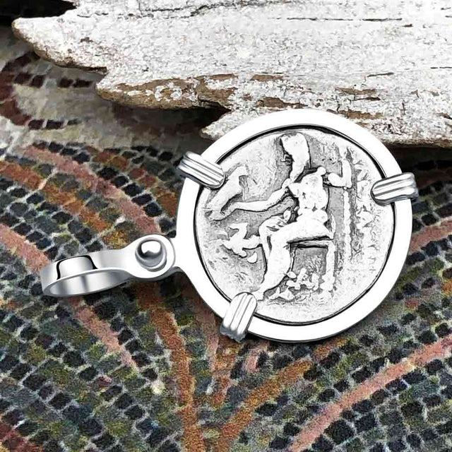 Ancient Greek Alexander the Great Silver Drachm Coin Sterling Silver Pendant