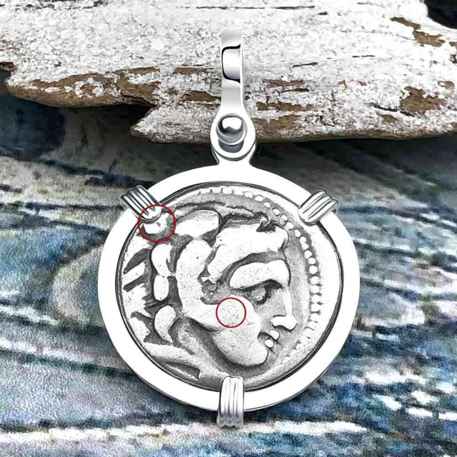 Ancient Greek Alexander the Great Silver Drachm Coin Sterling Silver Pendant