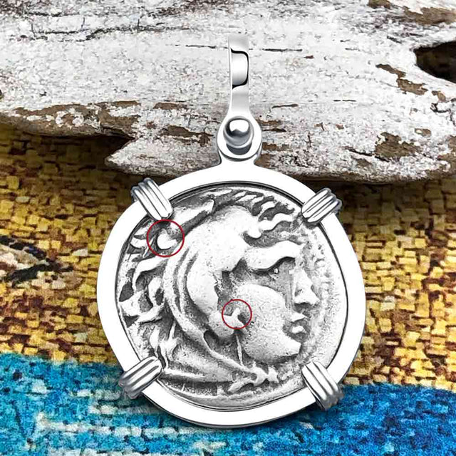 Ancient Greek Alexander the Great Silver Drachm Coin Sterling Silver Pendant