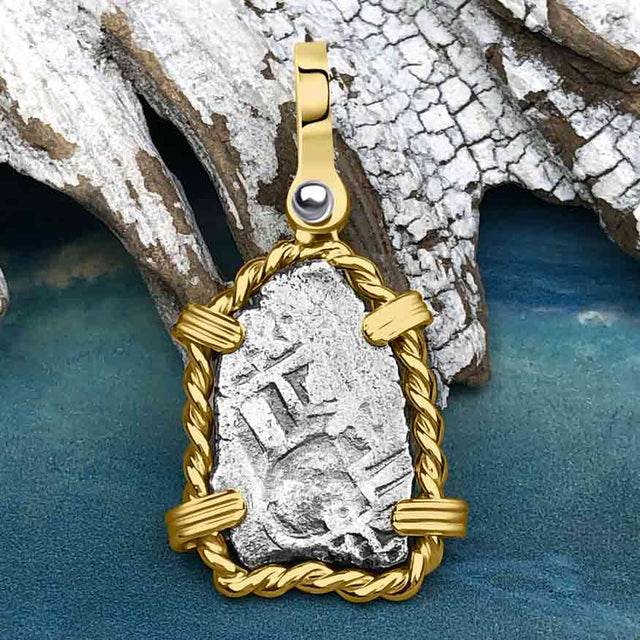 1715 Fleet Shipwreck Pirate Era Spanish 1 Reale "Piece of 8" 14K Gold Pendant