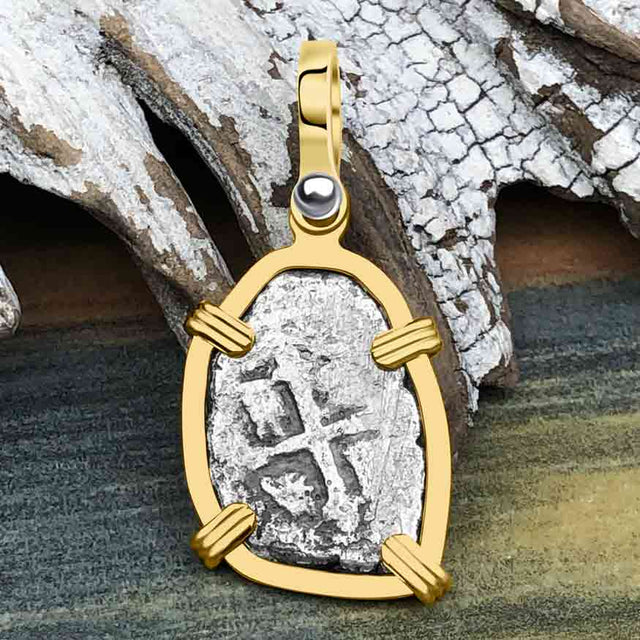 1715 Fleet Shipwreck Pirate Era Spanish 1 Reale "Piece of 8" 14K Gold Pendant