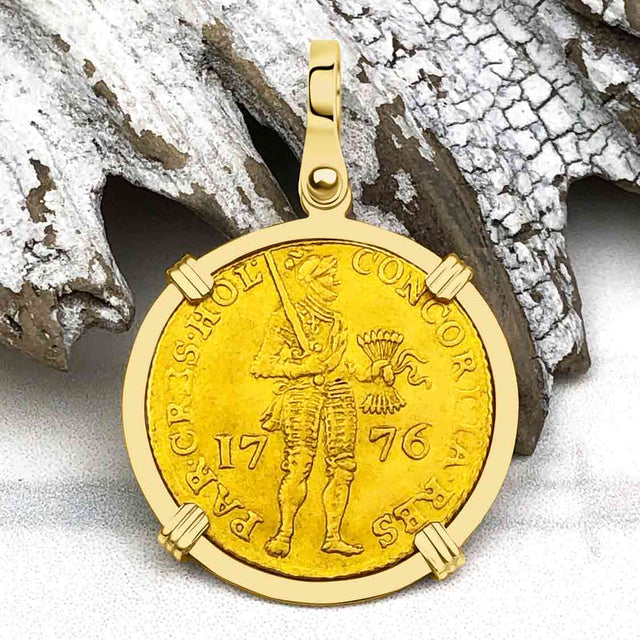 RARE 1776 23K Gold Ducat of the Dutch East India Company VOC 18K Gold Pendant
