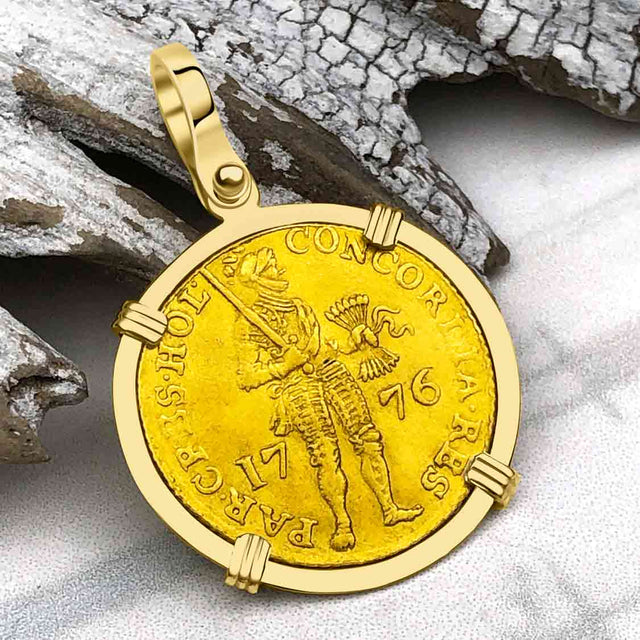 RARE 1776 23K Gold Ducat of the Dutch East India Company VOC 18K Gold Pendant