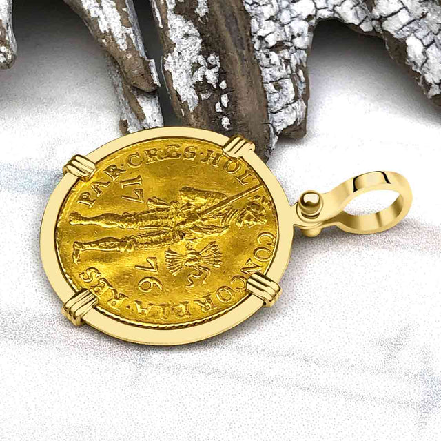 RARE 1776 23K Gold Ducat of the Dutch East India Company VOC 18K Gold Pendant