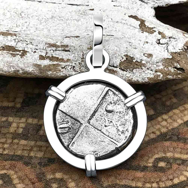 Ancient Greek Lion Hemidrachm 400 BC 14K White Gold Pendant