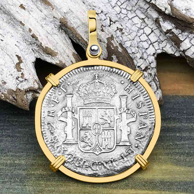 El Cazador Shipwreck 1783 2 Reale Piece of 8 14K Gold Pendant