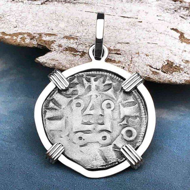 Templar Knights Era Medieval Protection & Perseverance Silver Denier Tournios Sterling Silver Pendant
