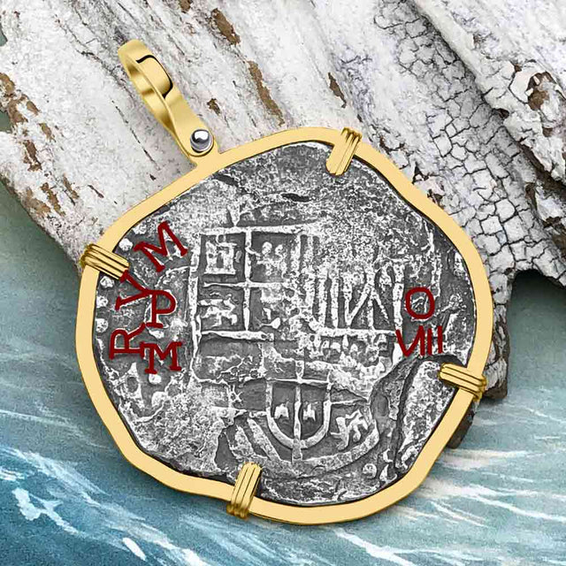 Mel Fisher's Atocha 8 Reale Shipwreck Coin 14K Gold Pendant