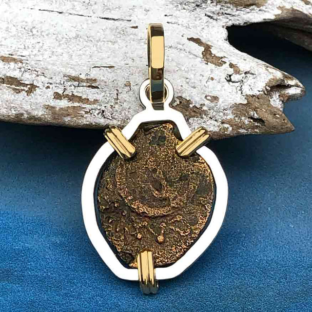 Biblical Widow's Mite 14K Gold and Sterling Silver Pendant