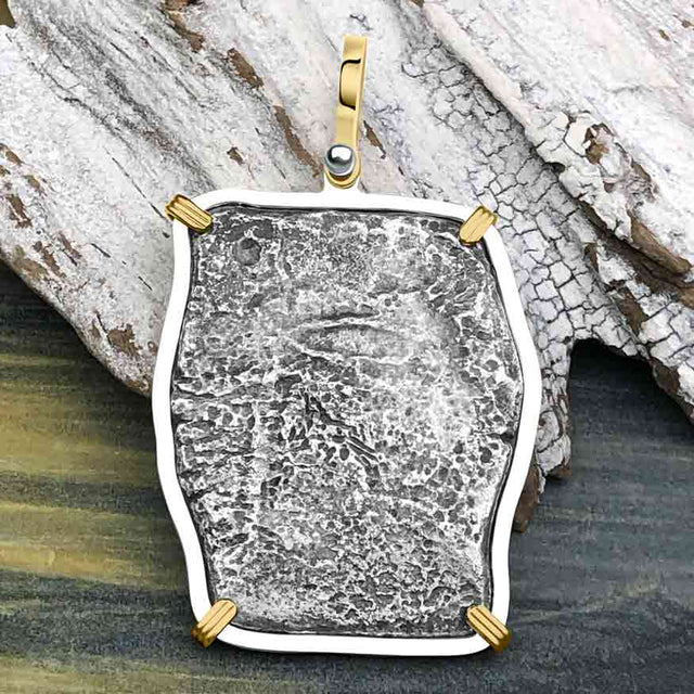 1715 Fleet Shipwreck Pirate Era Spanish 8 Reale Piece of 8 14K Gold and Sterling Silver Pendant