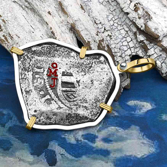 1715 Fleet Shipwreck Pirate Era Spanish 8 Reale Piece of 8 14K Gold and Sterling Silver Pendant