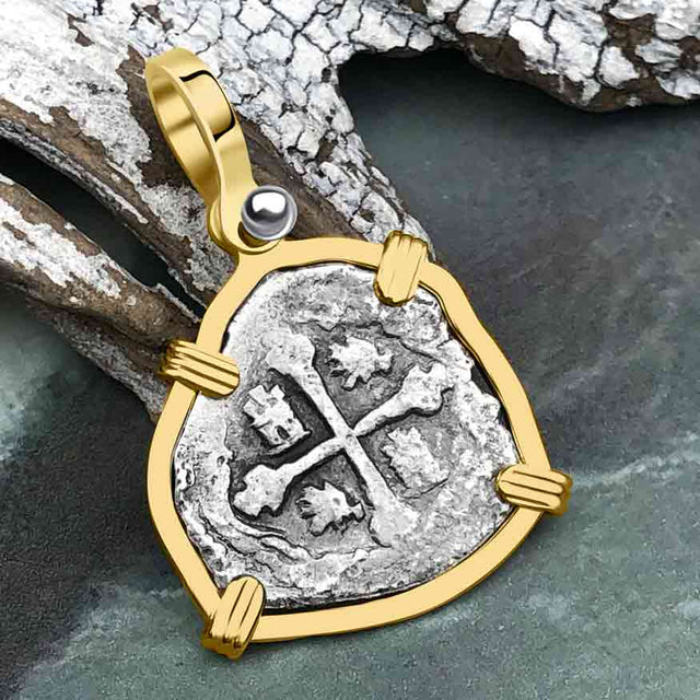 1715 Fleet Shipwreck Pirate Era Spanish 1 Reale "Piece of 8" 14K Gold Pendant