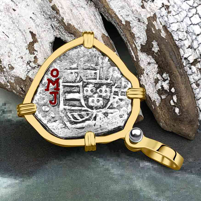 1715 Fleet Shipwreck Pirate Era Spanish 1 Reale "Piece of 8" 14K Gold Pendant
