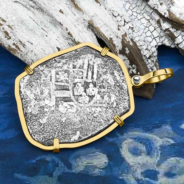 1715 Fleet Shipwreck Golden Age of Piracy Spanish 8 Reale Piece of 8 14K Gold Pendant