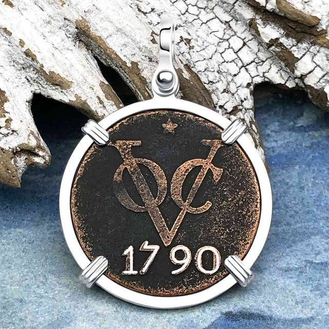 VOC - Dutch East India Company Shipwreck 1790 LARGE 2 Duit Sterling Silver Pendant